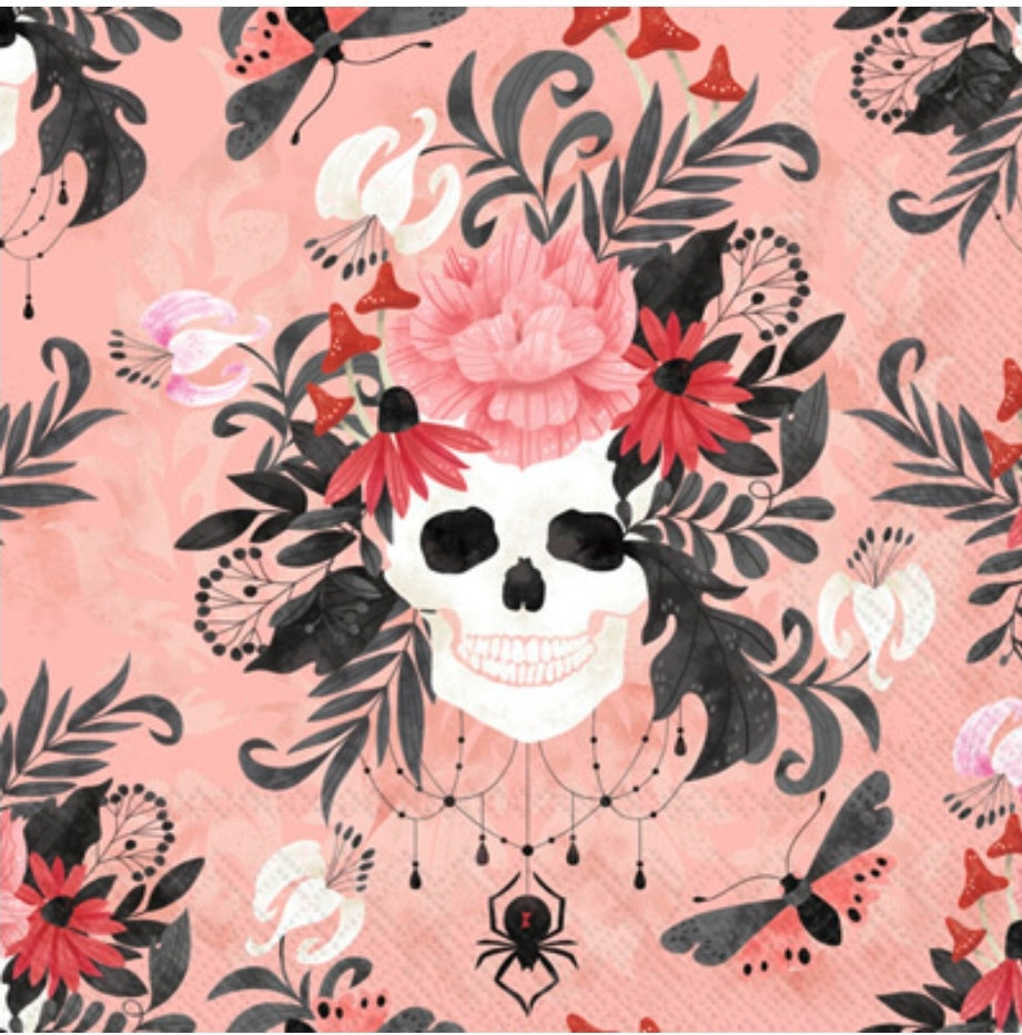 Spider Skull Queen Cocktail Size Napkins