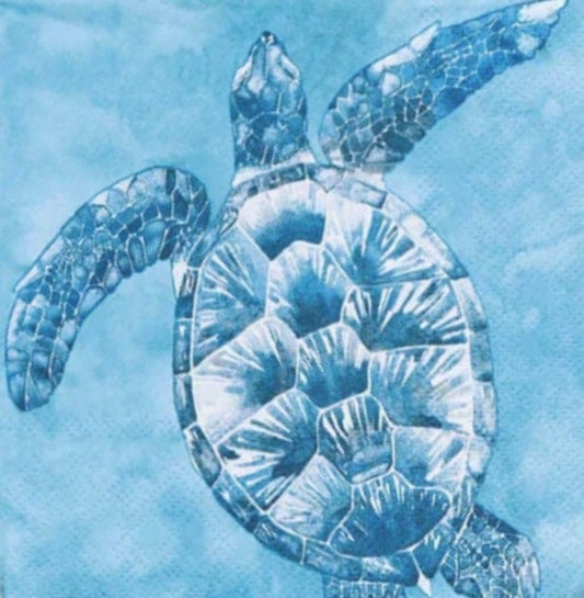 Turtle in Sea Blue Cocktail Size Napkins