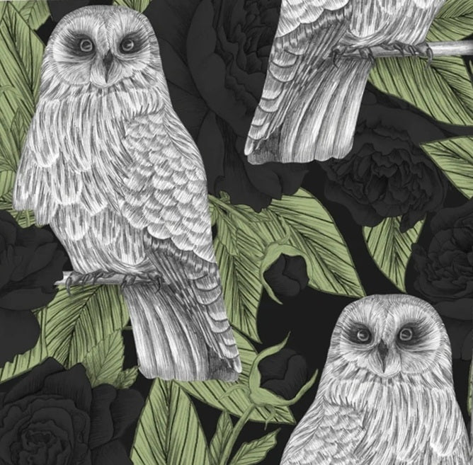 Owl & Black Roses Cocktail Size Napkins