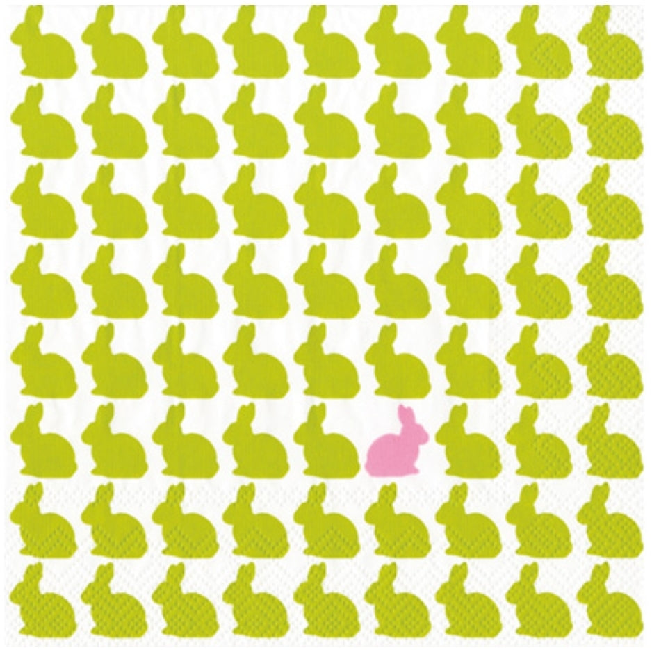 Easter Bunny Pink Green Houndstooth Cocktail Size Napkins