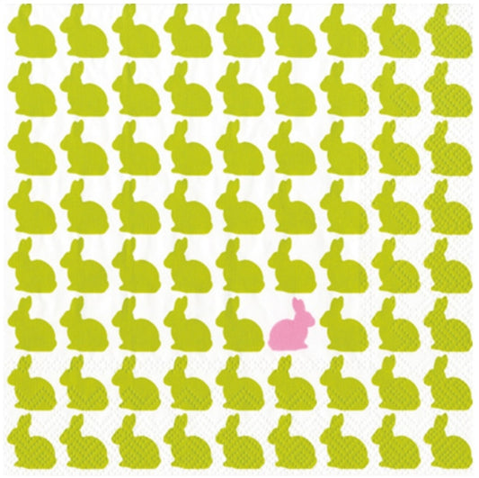 Easter Bunny Pink Green Houndstooth Cocktail Size Napkins