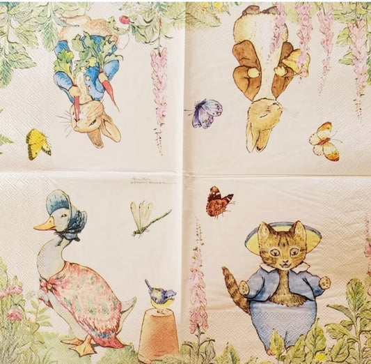 Peter Rabbit & Goose & Cat Luncheon Size Napkins