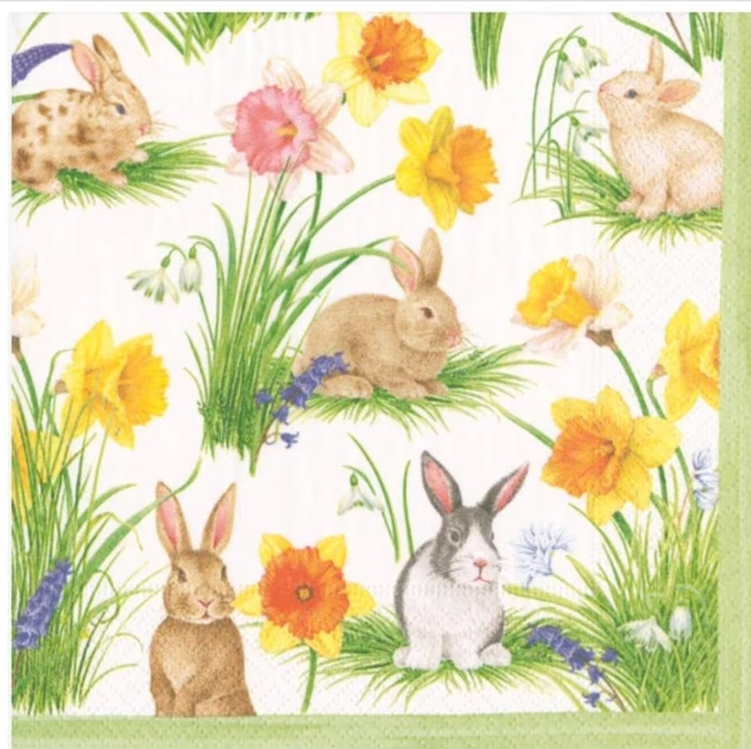 Easter Bunny Daffodils Collage Cocktail Size Napkins