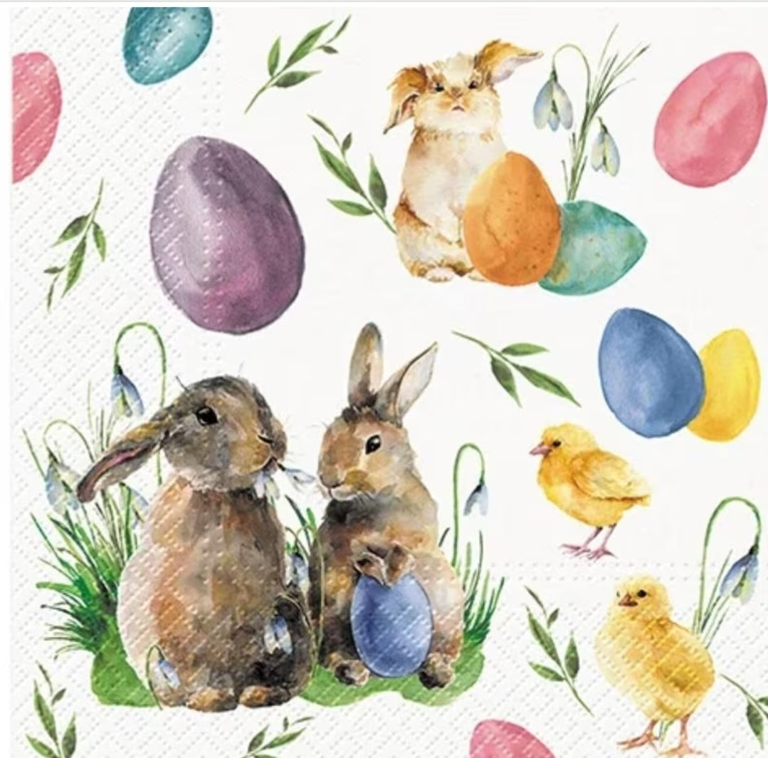 Easter Bunny Rabbit Eggs Luncheon Size Napkins