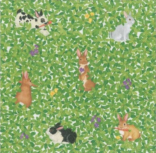 Bunny Rabbits in Grass Cocktail Size Napkins