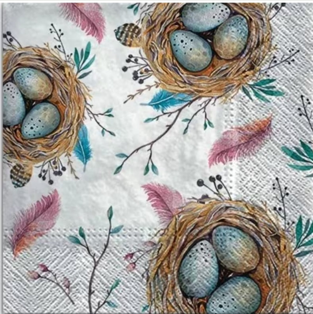 Easter Egg Robin Nest Luncheon Size Napkins