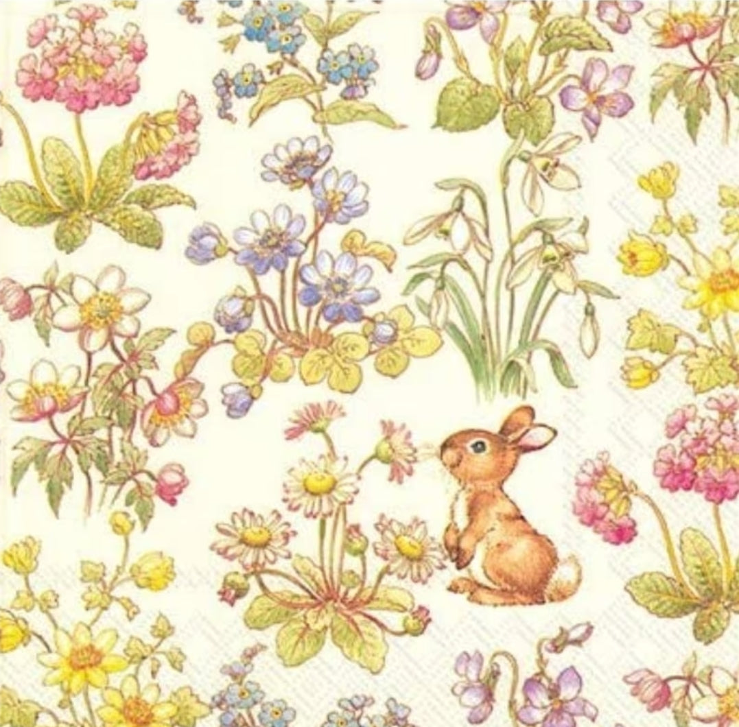 Easter Bunny Wildflowers Luncheon Size Napkins