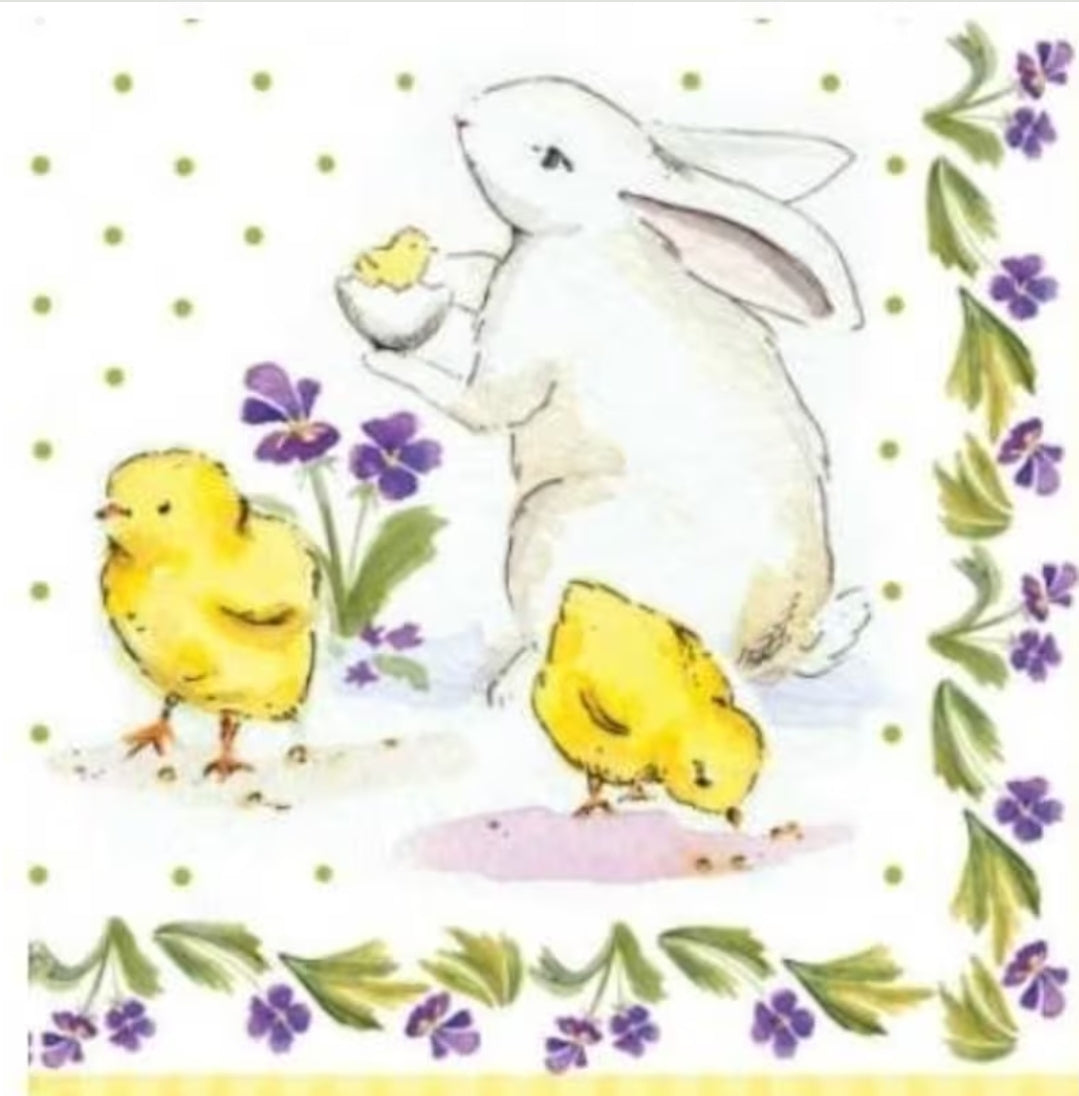 Easter Bunny & Chicks Cocktail Size Napkins