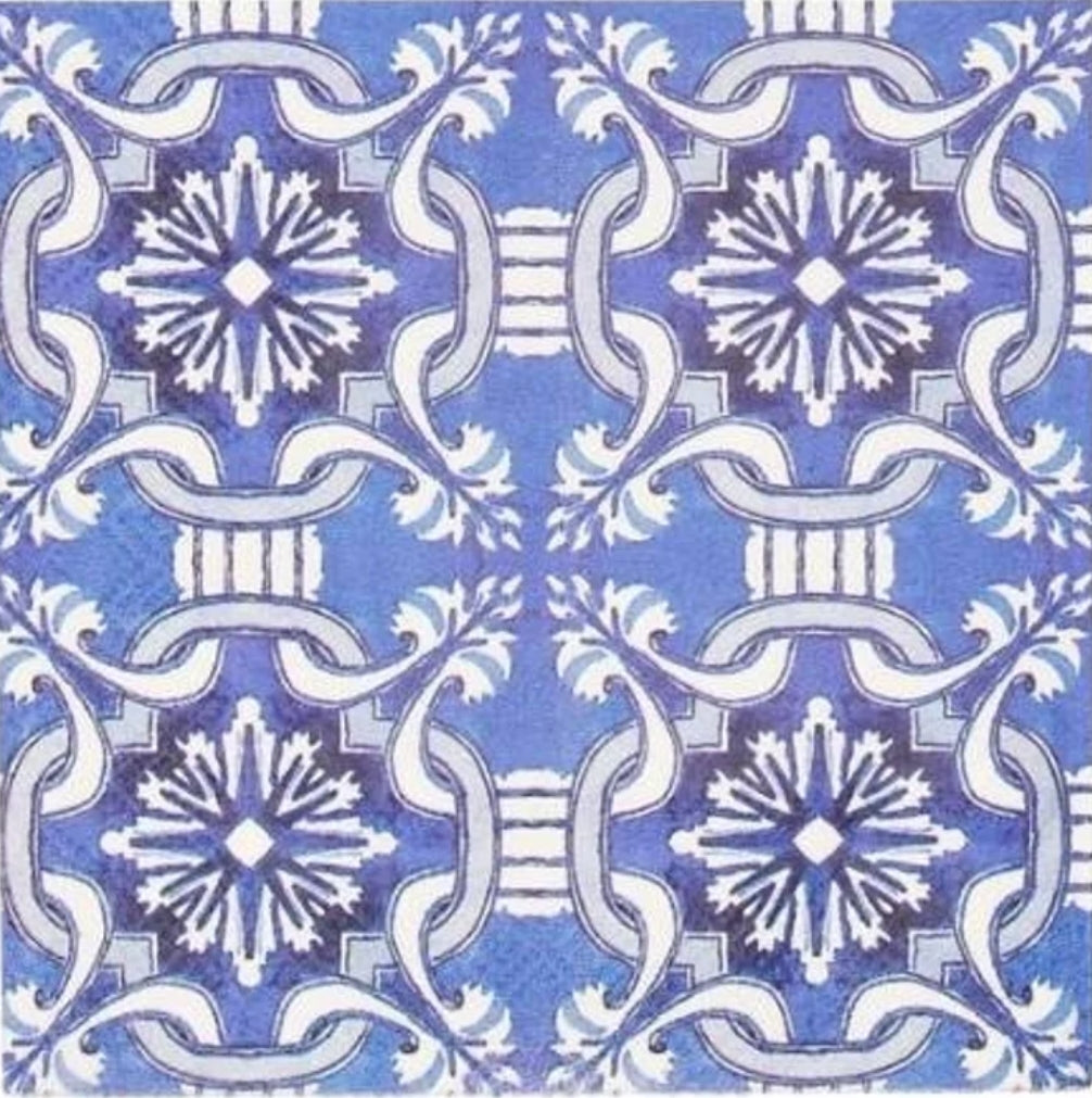 Blue & White Tile Cocktail Size Napkins