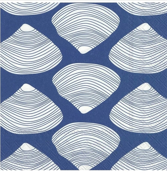 Blue & White Seashell Cocktail Size Napkins