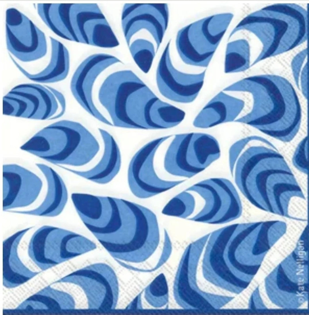 Blue & White Seashell Cocktail Size Napkins