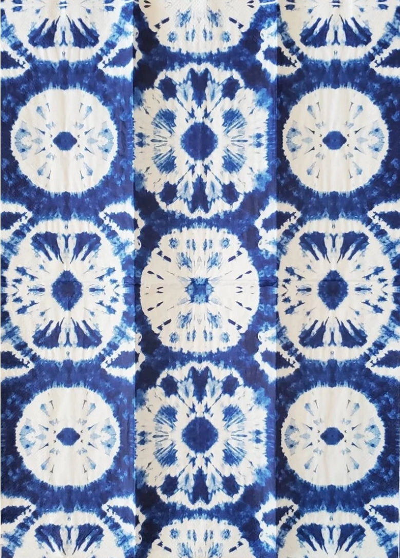 Blue & White Sea Urchin Geometric Circles Guest Size Napkins