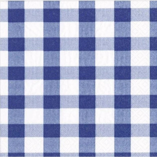 Blue & White Gingham Plaid Cocktail Size Napkins