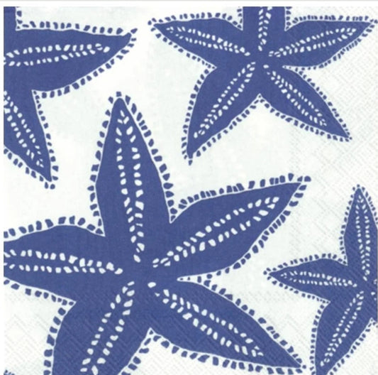 Blue & White Starfish Cocktail Size Napkins