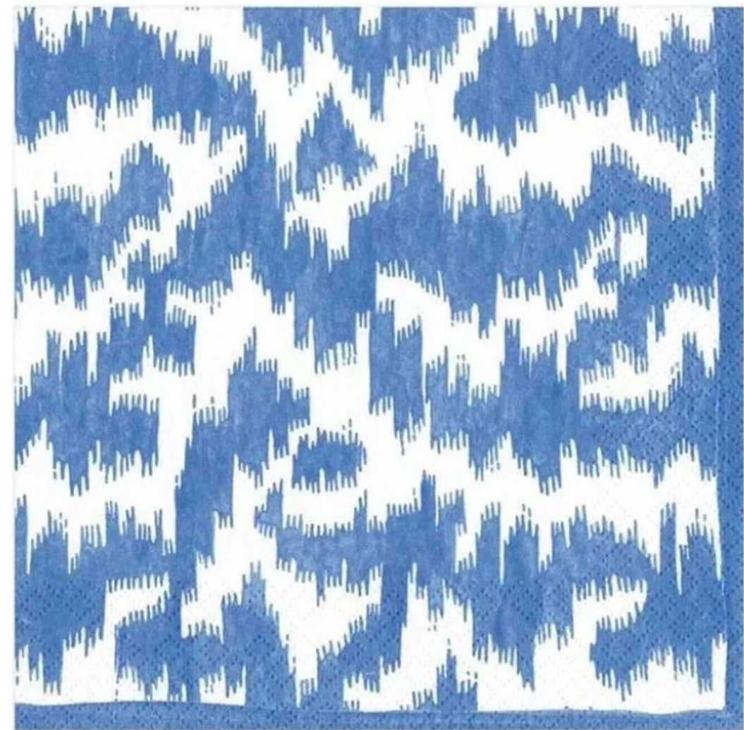 Blue & White Ikat Cocktail Size Napkins