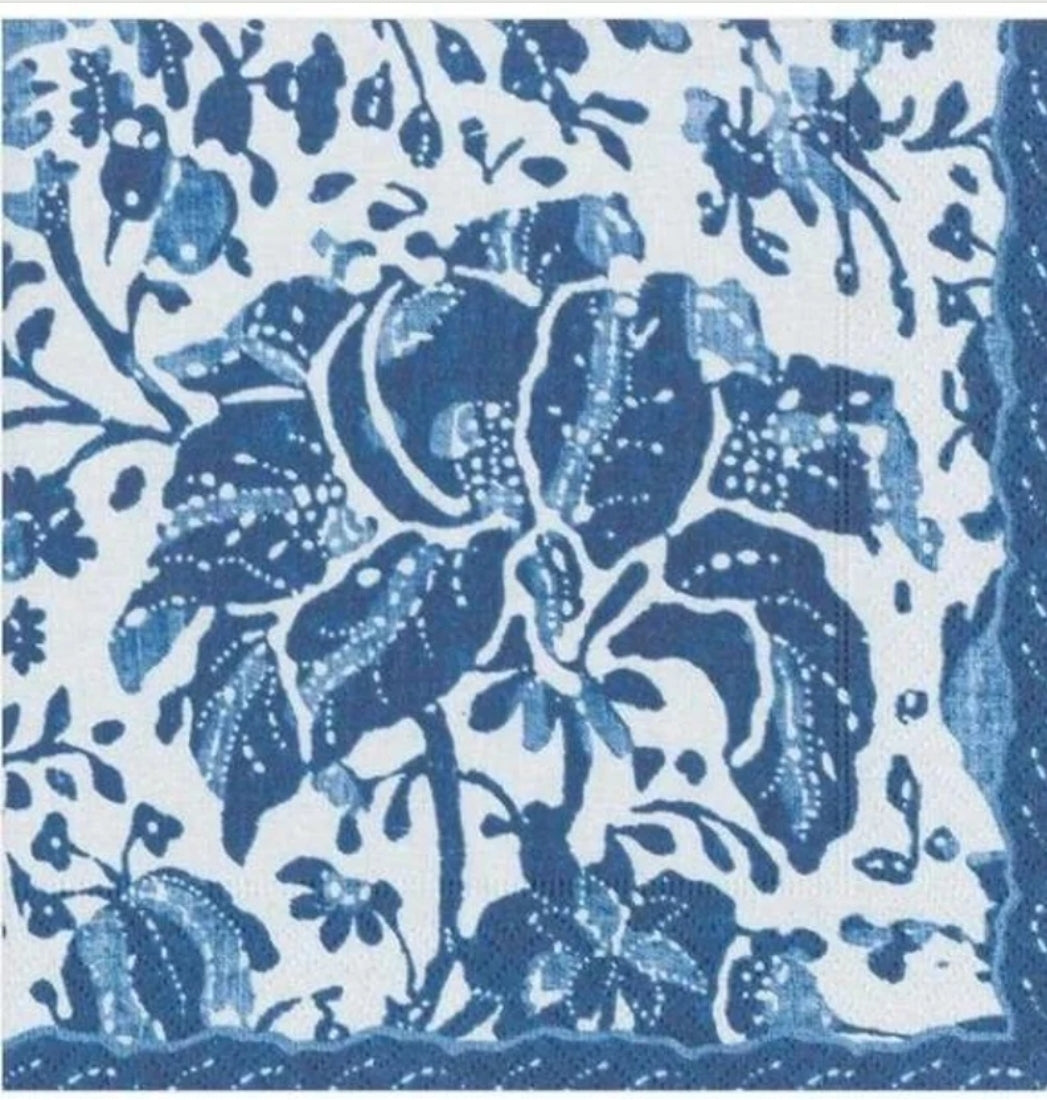 Blue & White Flower Cocktail Size Napkins