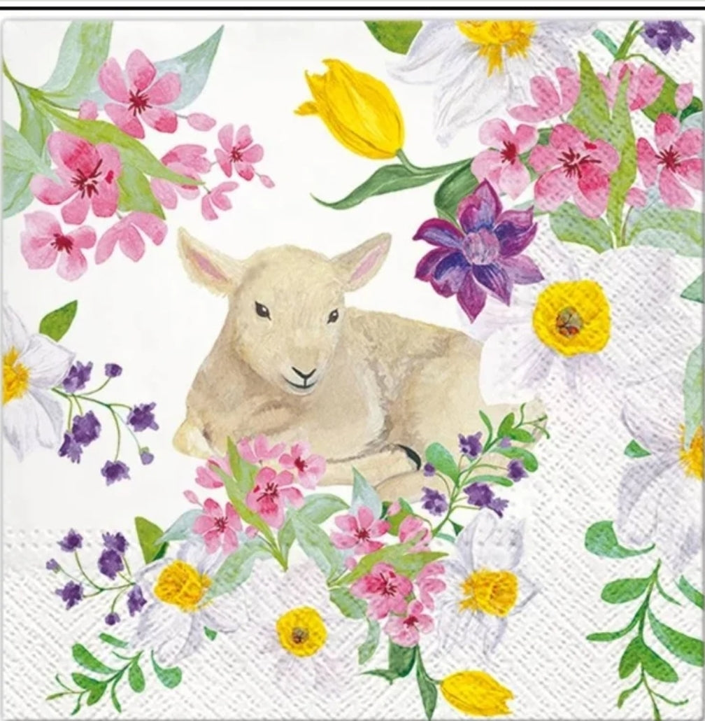 Lamb in Spring Luncheon Size Napkins