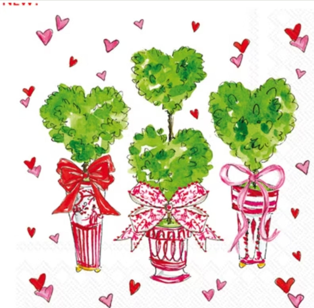 Heart Topiary Cocktail Size Napkins