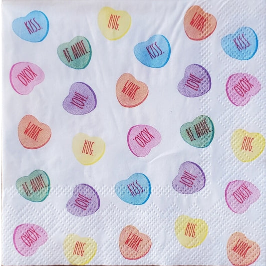 Heart Messages Candy Cocktail Size Napkins