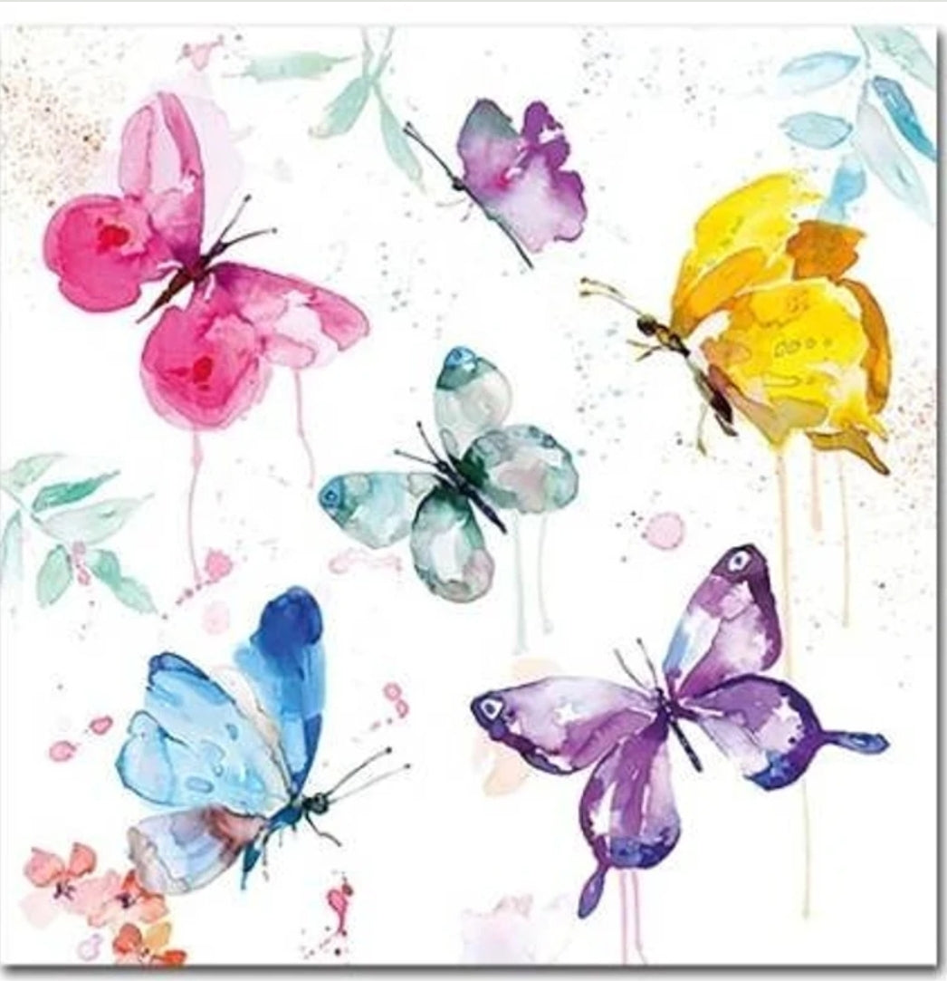 Butterfly in Watercolor Cocktail Size Napkins