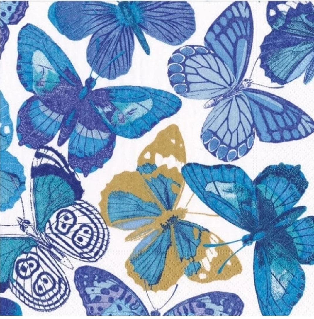 Butterfly Blue Cocktail Size Napkins