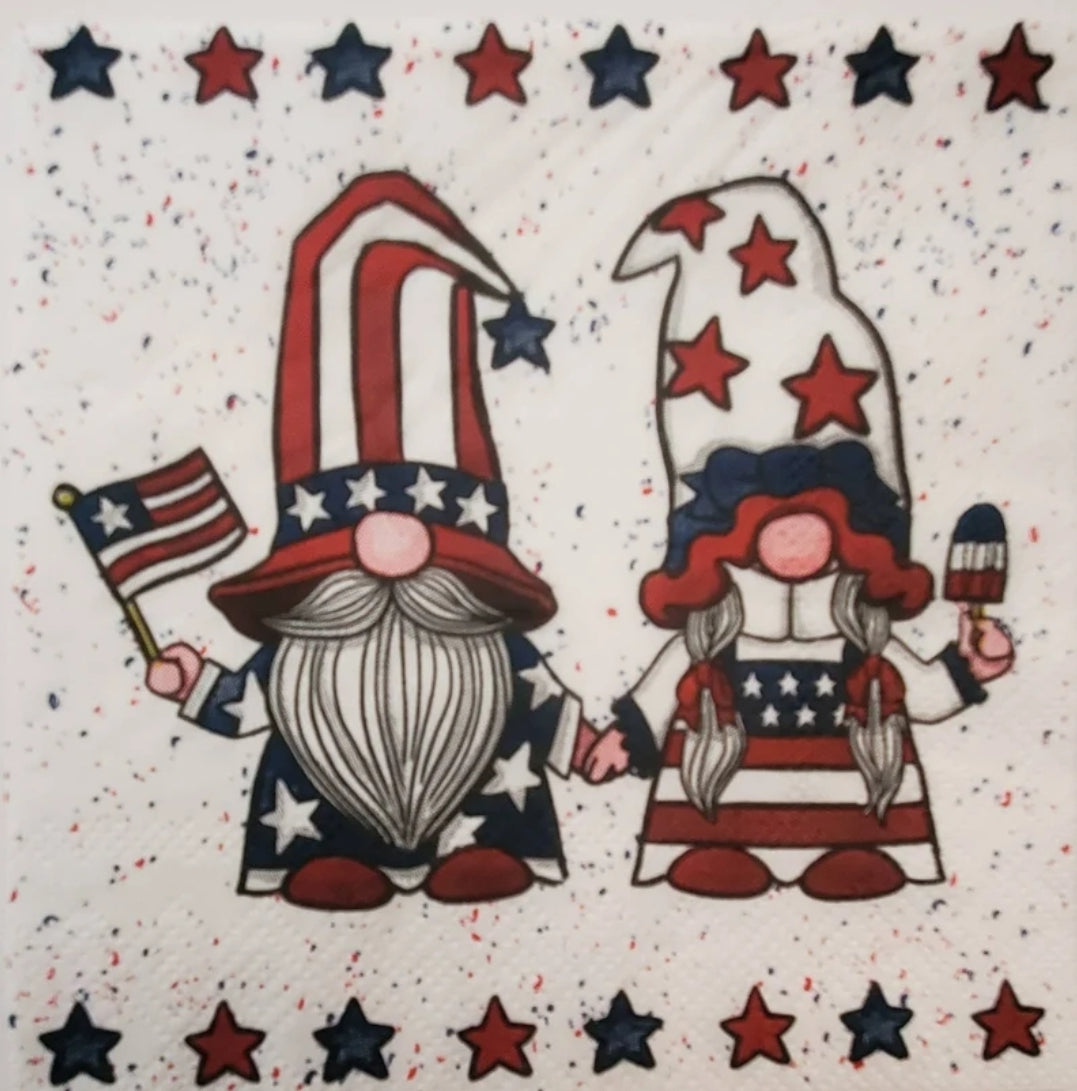 Fourth of July Gnome Cocktail Size Napkins