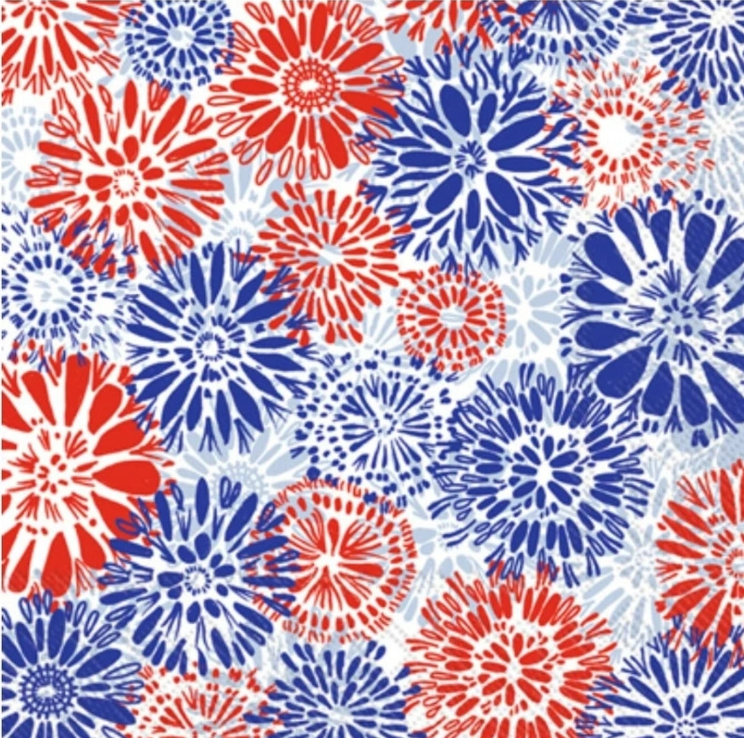 Fourth Of July Firework Flowers Cocktail Size Napkins – White-fox-finds