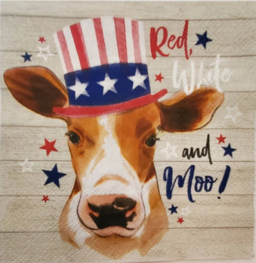 Fourth of July Cow Cocktail Size Napkins