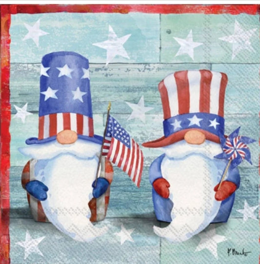 Fourth of July Gnome Cocktail Size Napkins