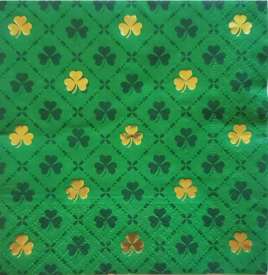 St.Patrick's Day Tartan Clover Cocktail Size Napkins