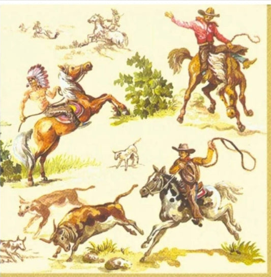 Wild West Cowboys Horse Cocktail Size Napkins