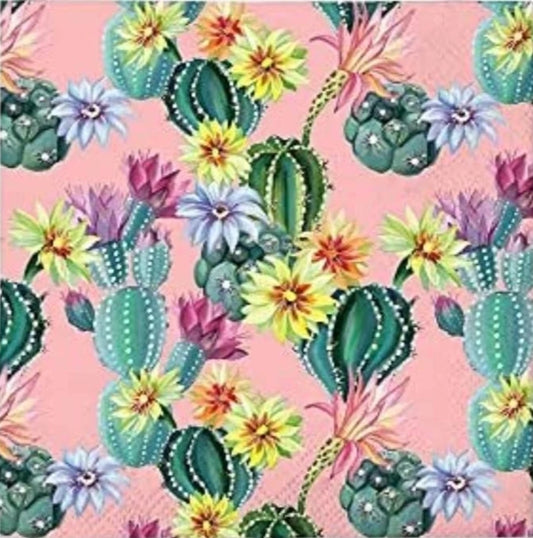 Cactus Flowers Cocktail Size Napkins