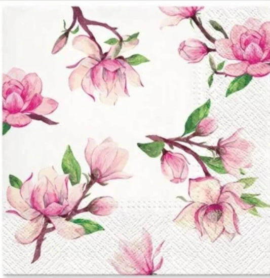 Magnolia Flowers & Branches Luncheon Size Napkins