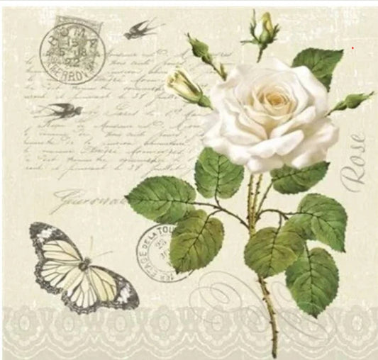 White Rose Luncheon Size Napkins