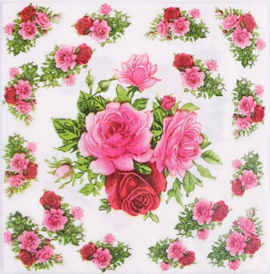 Rose Collage Luncheon Size Napkins