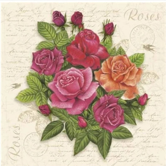 Rose Bouquet Luncheon Size Napkins