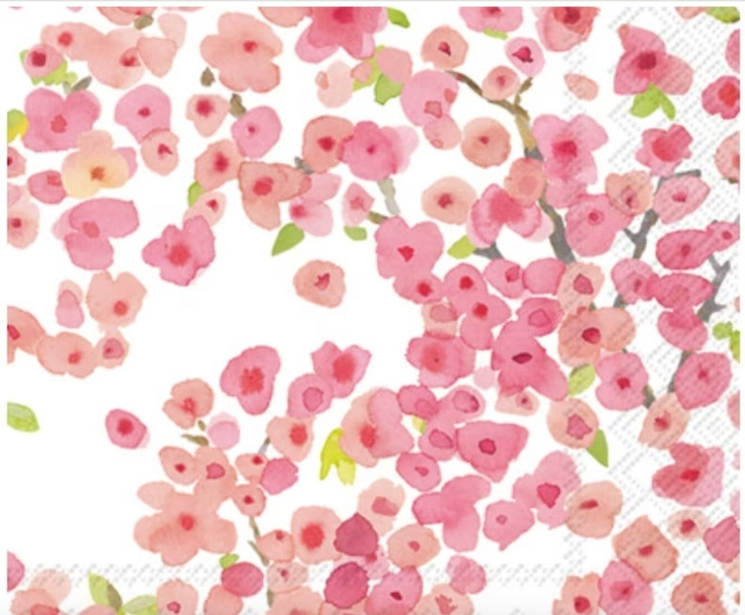 Cherry Blossom Pink Flowers Cocktail Size Napkins