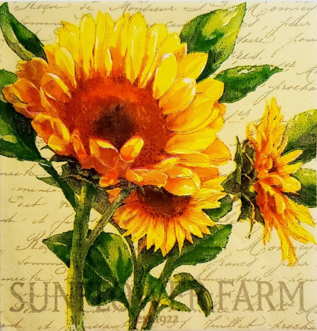 Sunflower Script Cocktail Size Napkins