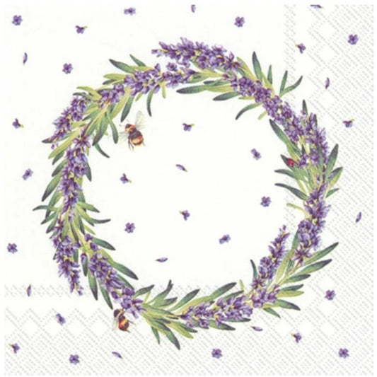 Lavender Wreath Cocktail Size Napkins