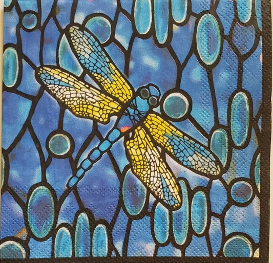 Dragonfly of Stained Glass Cocktail Size Napkins