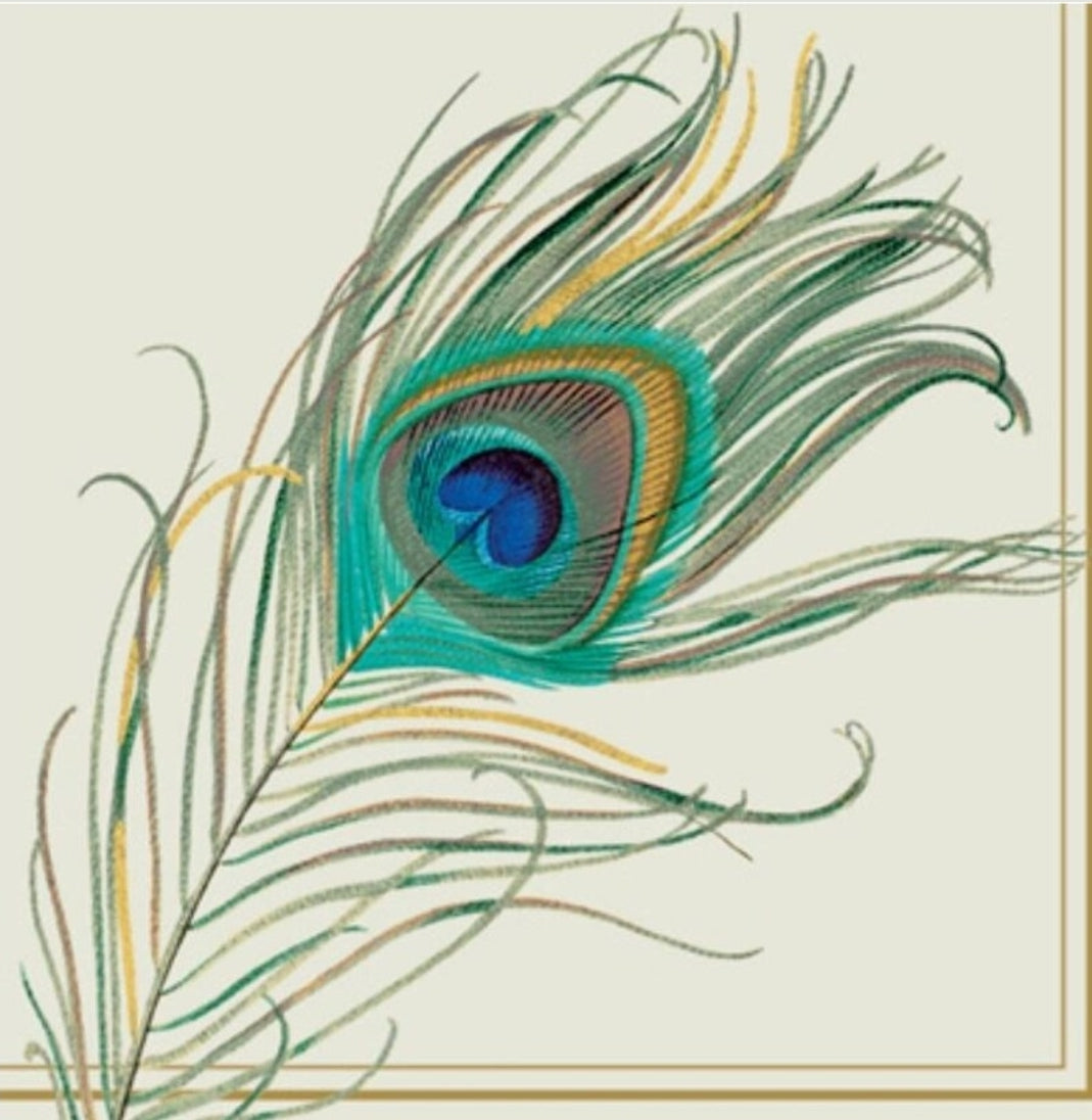 Peacock Feather Cocktail Size Napkins