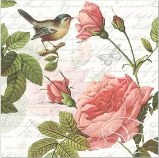 Bird in Rose Cocktail Size Napkins