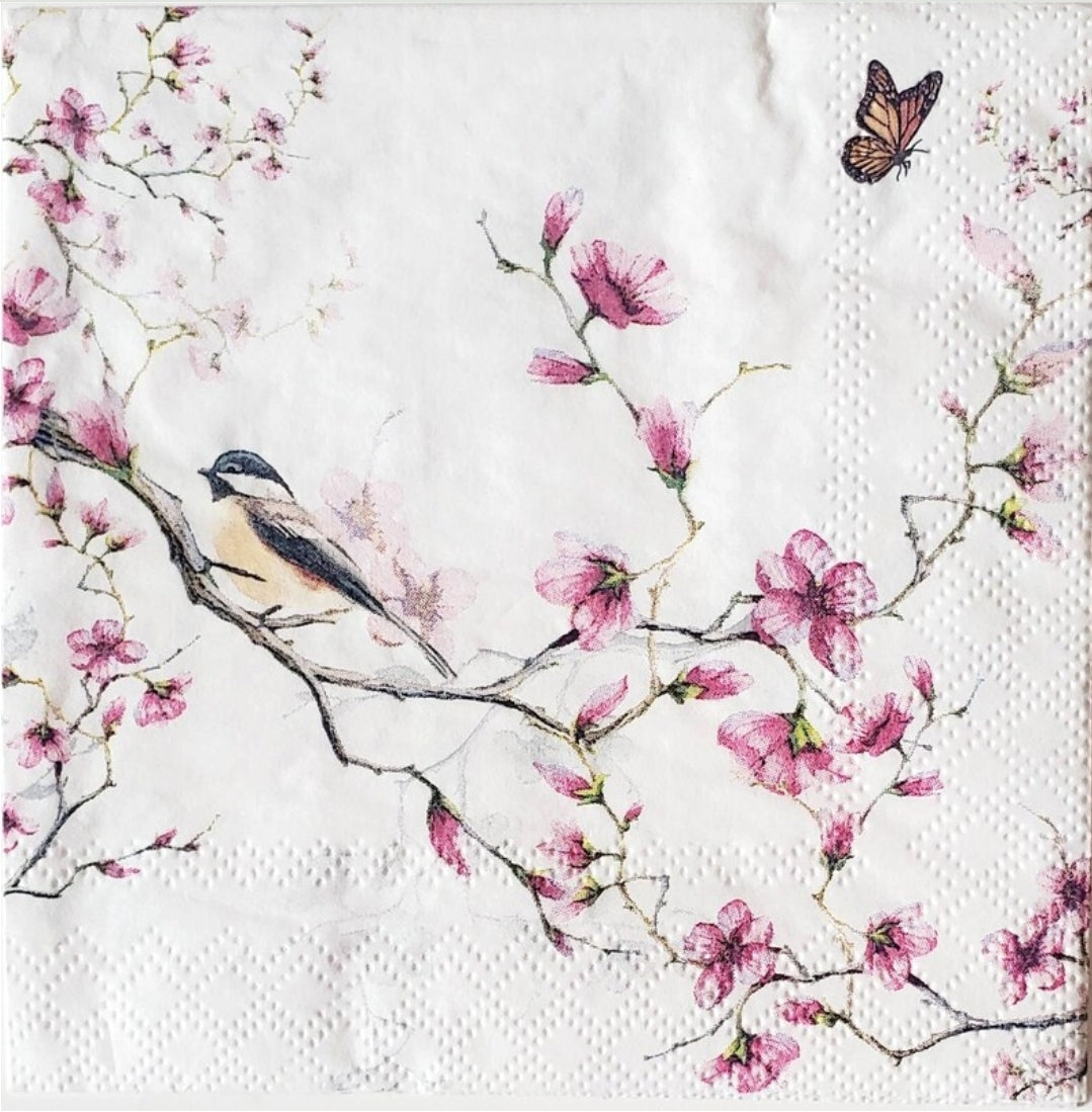 Bird in Spring Branches Cocktail Size Napkins