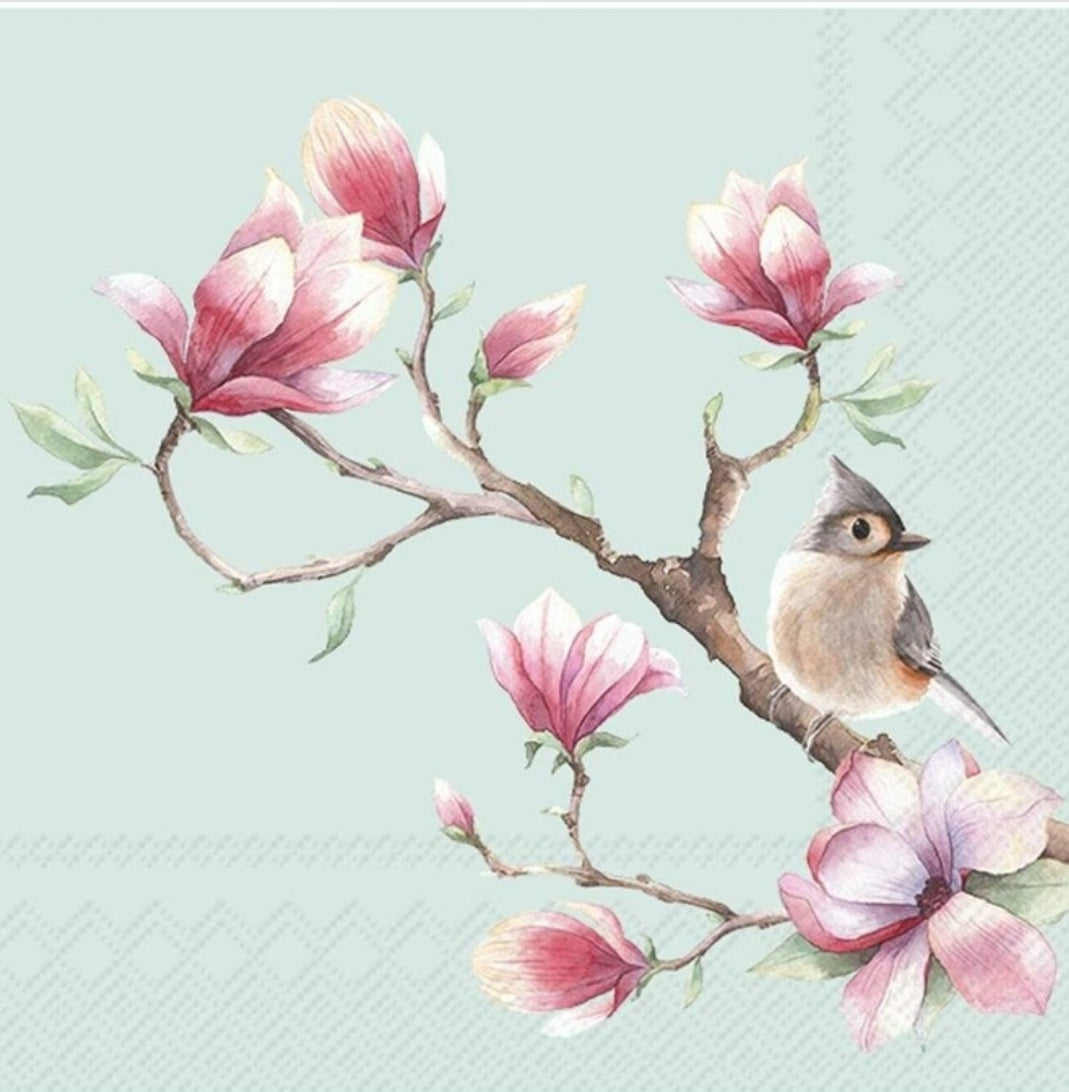 Bird in Magnolia Branch Cocktail Size Napkins