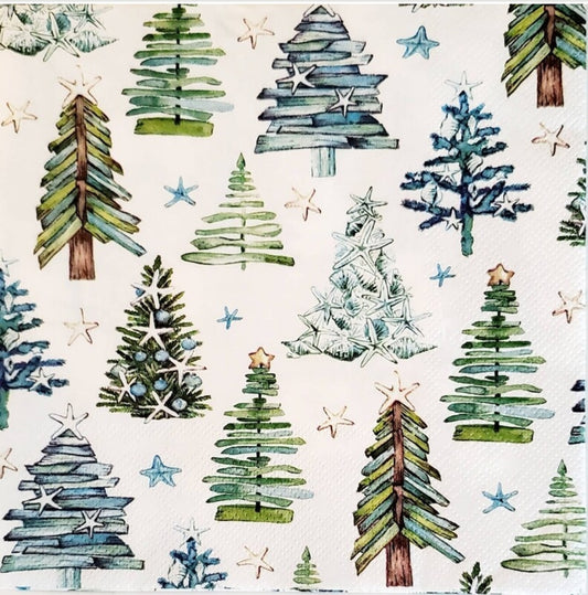 Christmas Tree Collage Luncheon Size Napkins