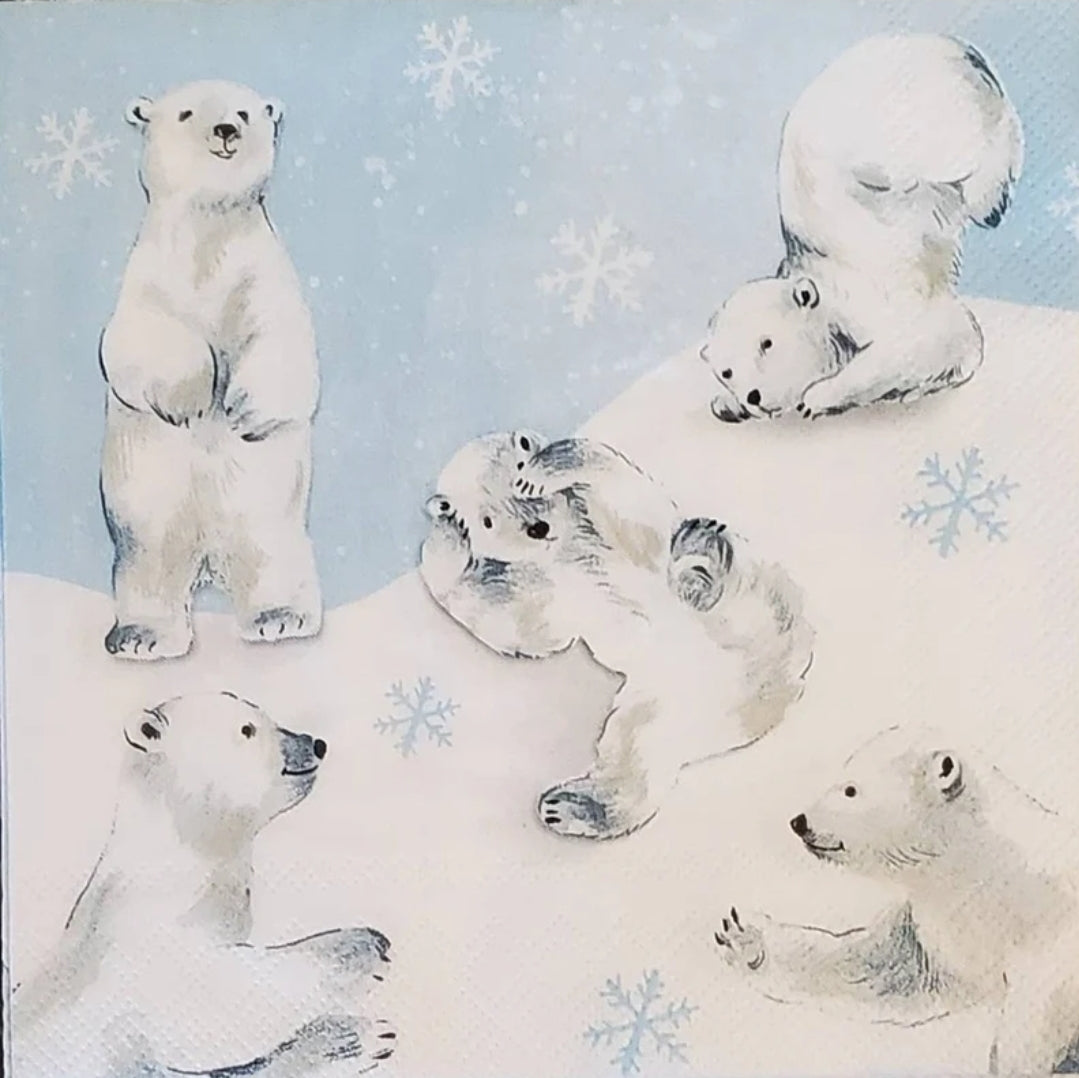 Polar Bear Christmas Fun Cocktail Size Napkins