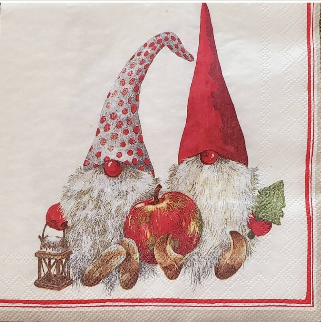 Christmas Gnome Couple Cocktail Size Napkins