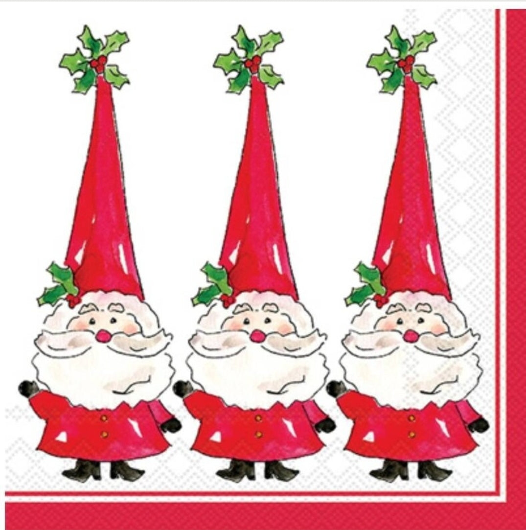 Santa Gnome Trio Cocktail Size Napkins