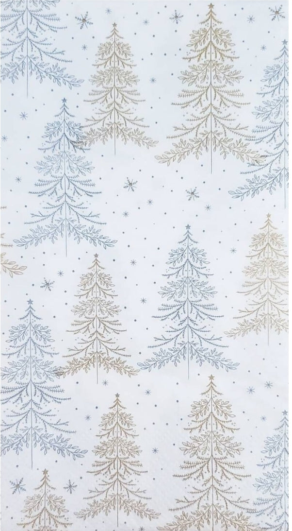 Christmas Tree Silver & Gold Guest Size Napkins