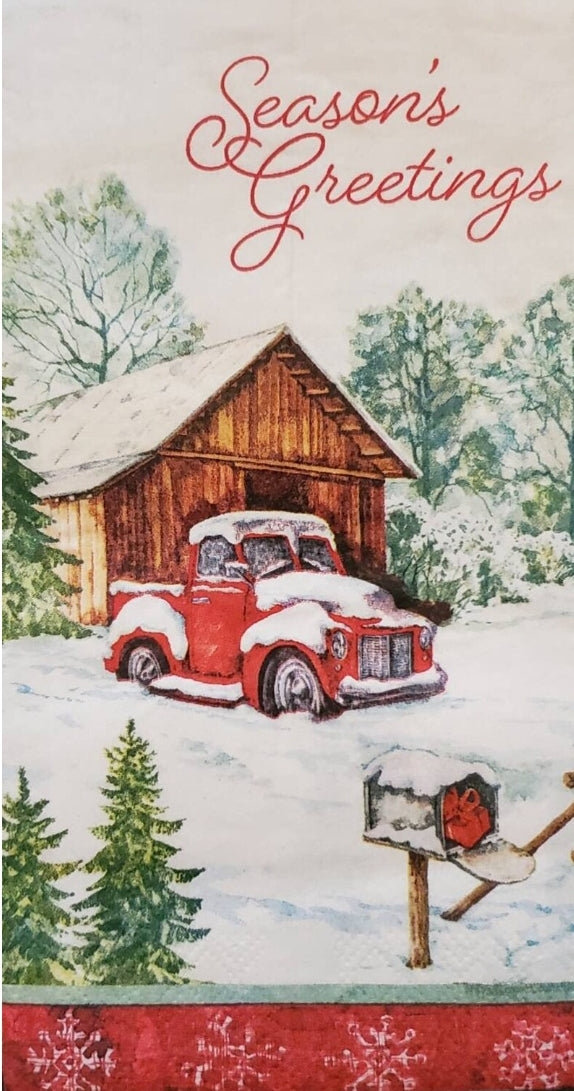 Red Truck & Barn Guest Size Napkins